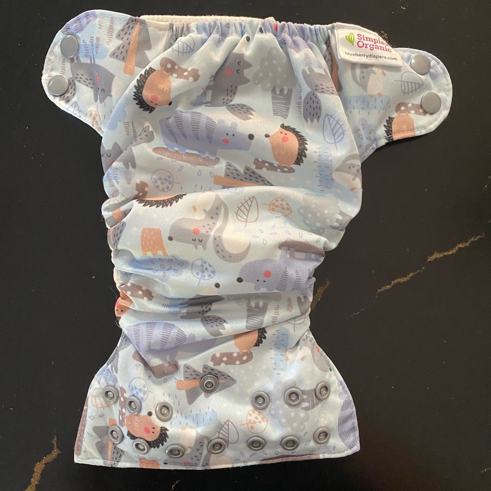 Blueberry Newborn Cloth Diaper - Blue and Gray